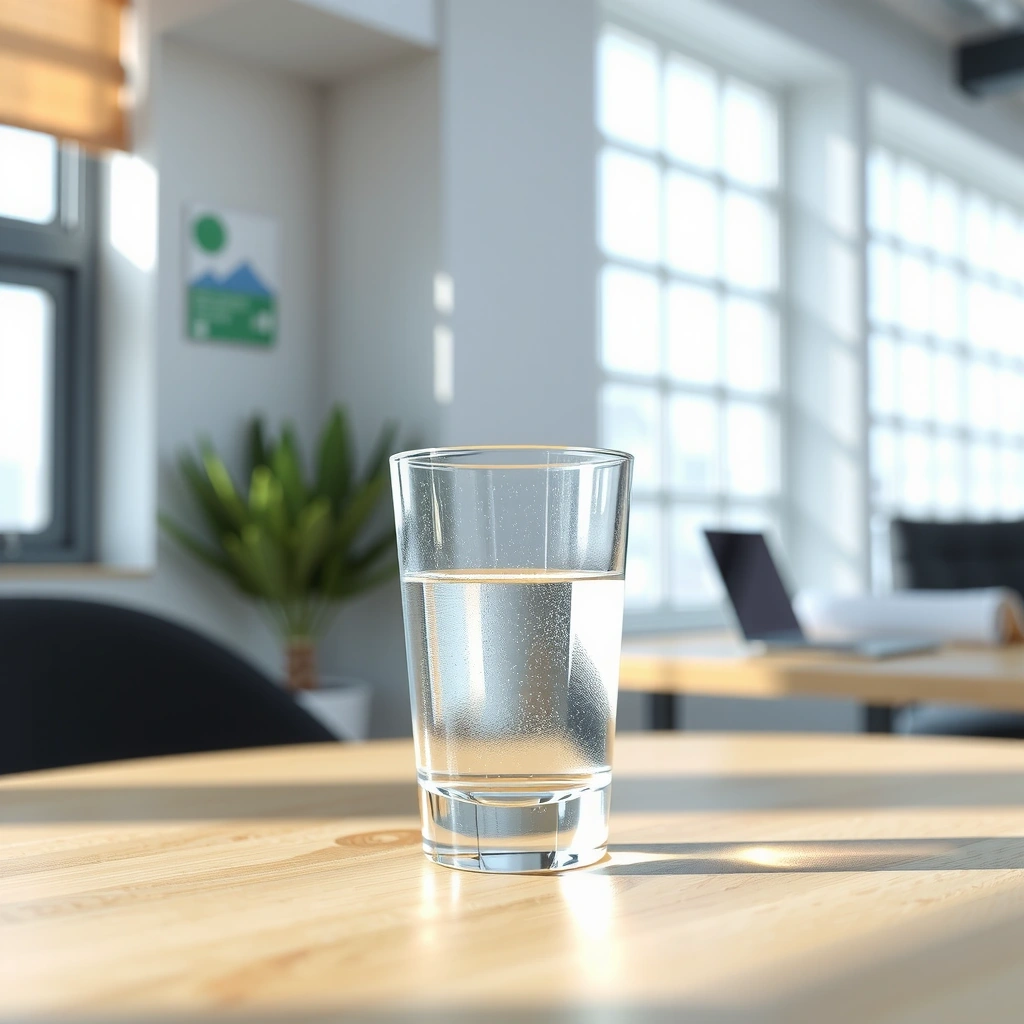 Hidratação diária com copo de água